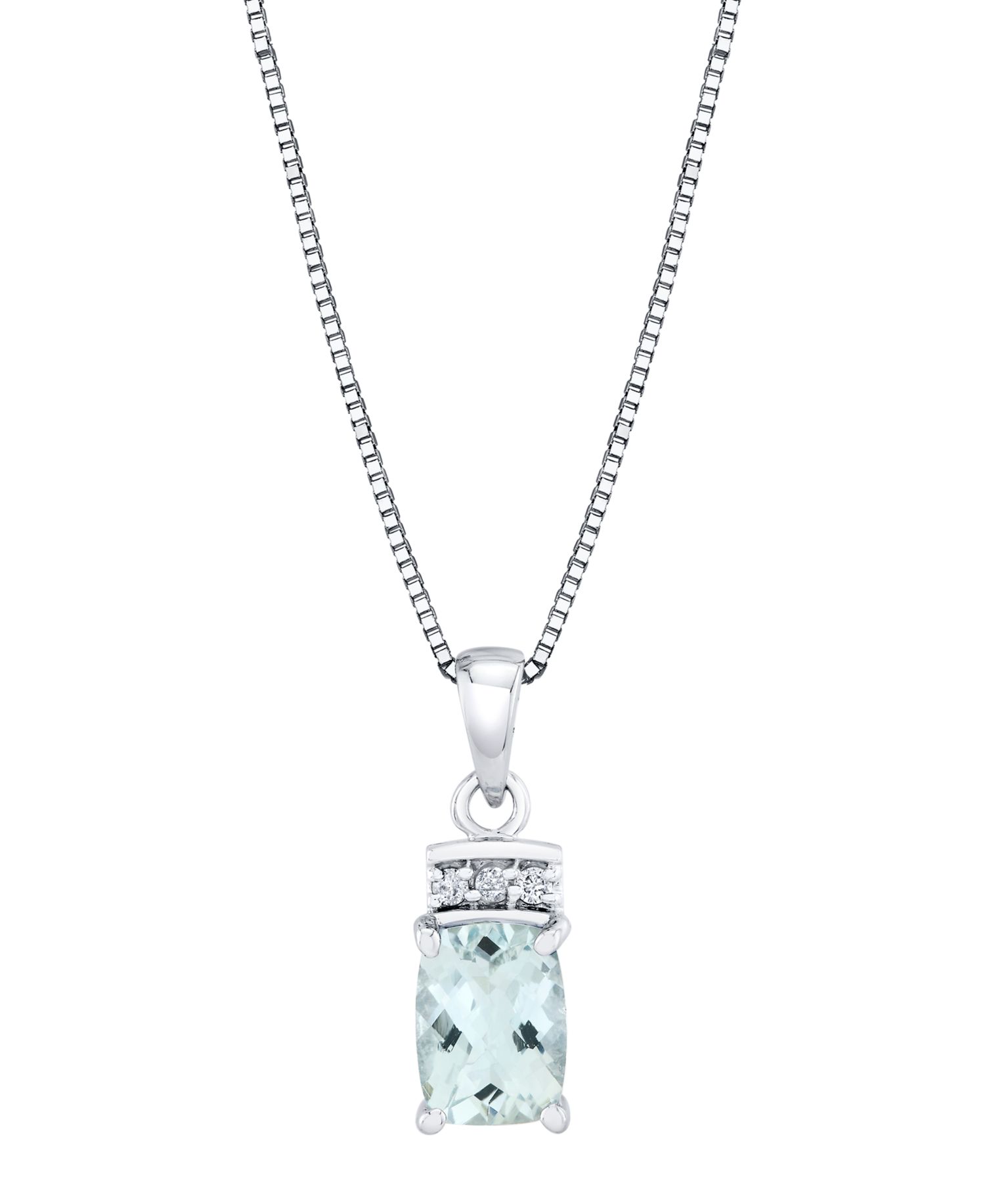 Aquamarine (1-1/4 ct. t.w.) & Diamond Accent Pendant Necklace in 14k White Gold