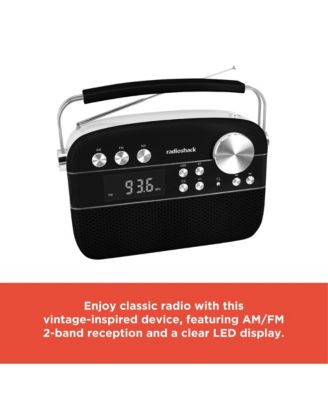 Vintage Retro AM/FM Bluetooth Radio 2x8W White with USB/TF, AUX, LED Display, Rechargeable Battery