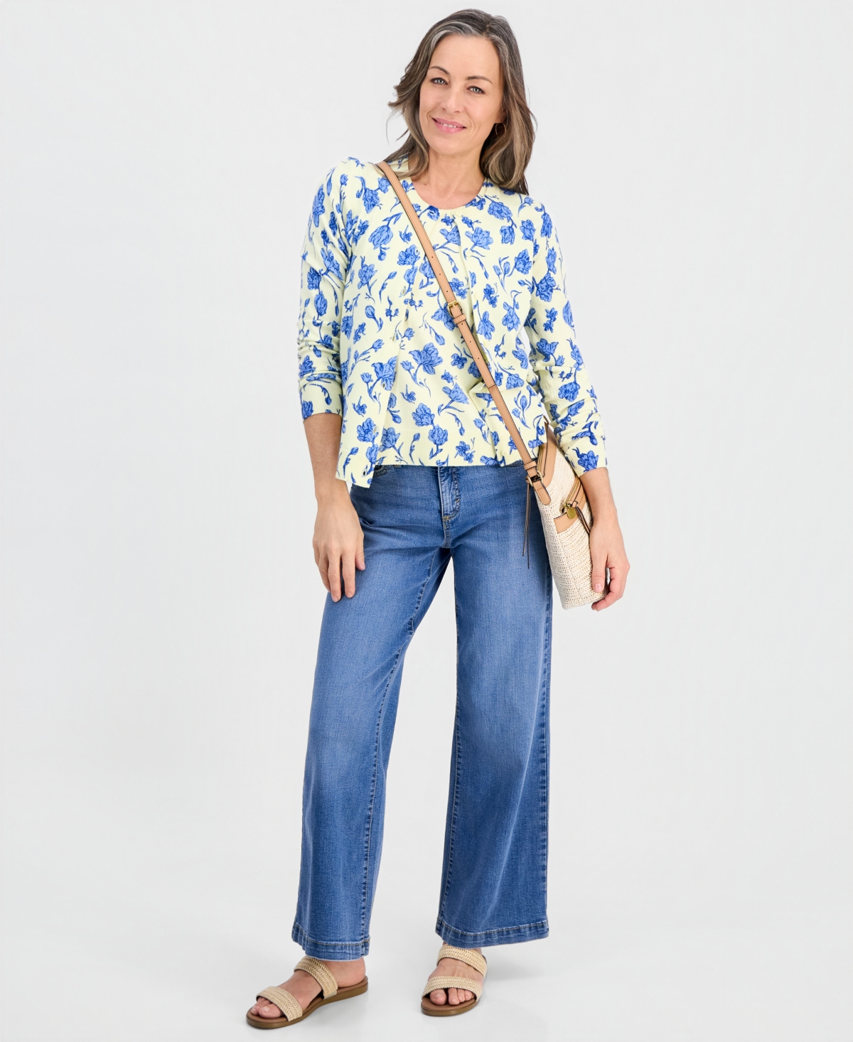 Style & Co Petite Poetic Floral Feminine Tank Sweater, Macy's Exclusive