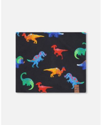 Boy Stretch Jersey Neck Tube Black Dinosaur Print - Toddler|Child