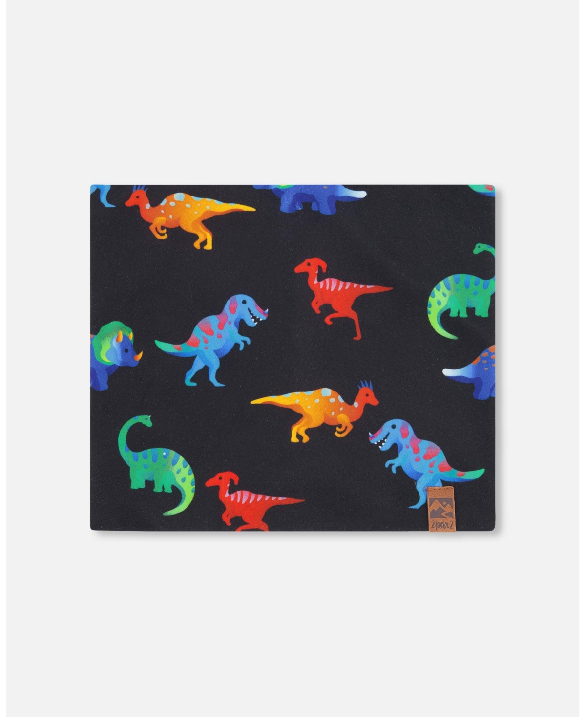 Deux par Deux Boy Stretch Jersey Neck Tube Black Dinosaur Print - Toddler|Child