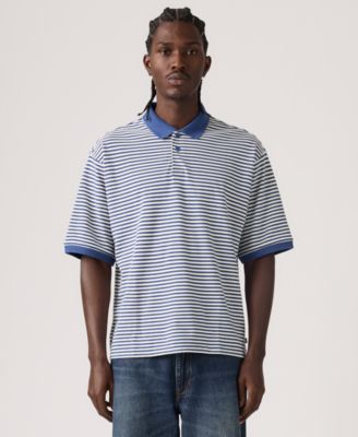 Men's Boxy Striped Collared Polo Shirt