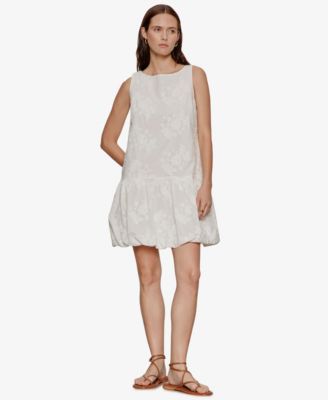 Women's Garden Eyelet Bubble Crew Neck Mini Dress