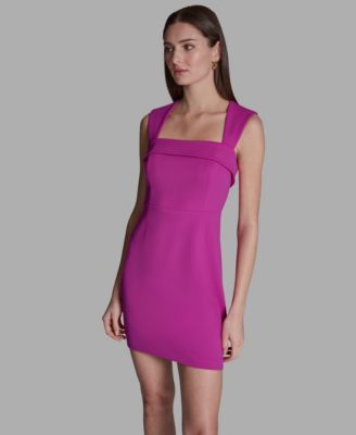 Women's Wide-Strap Square Neck A-Line Mini Dress