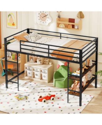 Twin Low Loft Bed with Ladder and Shelf Storage for Kids - 41