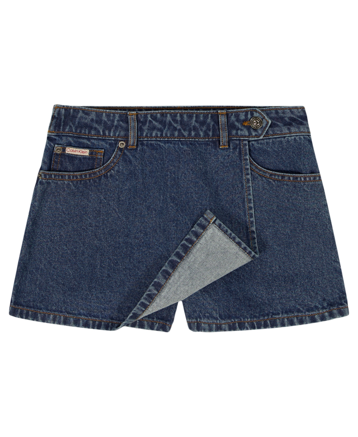 Calvin Klein Girls' 7-16 Denim Wrap Front Skort