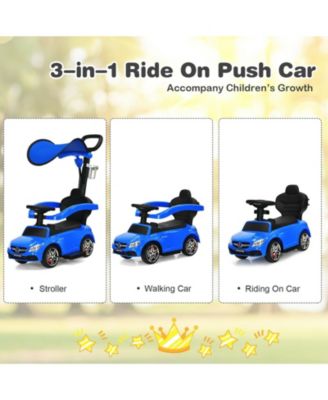 3-in-1 Ride on Push Car Mercedes-Benz Licensed Sliding Car with Canopy