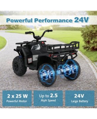 24V Kids Ride on Electric ATV Quad Car with Realistic Sounds and LED Lights-Black