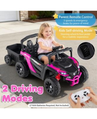 12V Battery Powered Ride On Tractor with Parent Remote Control-Black