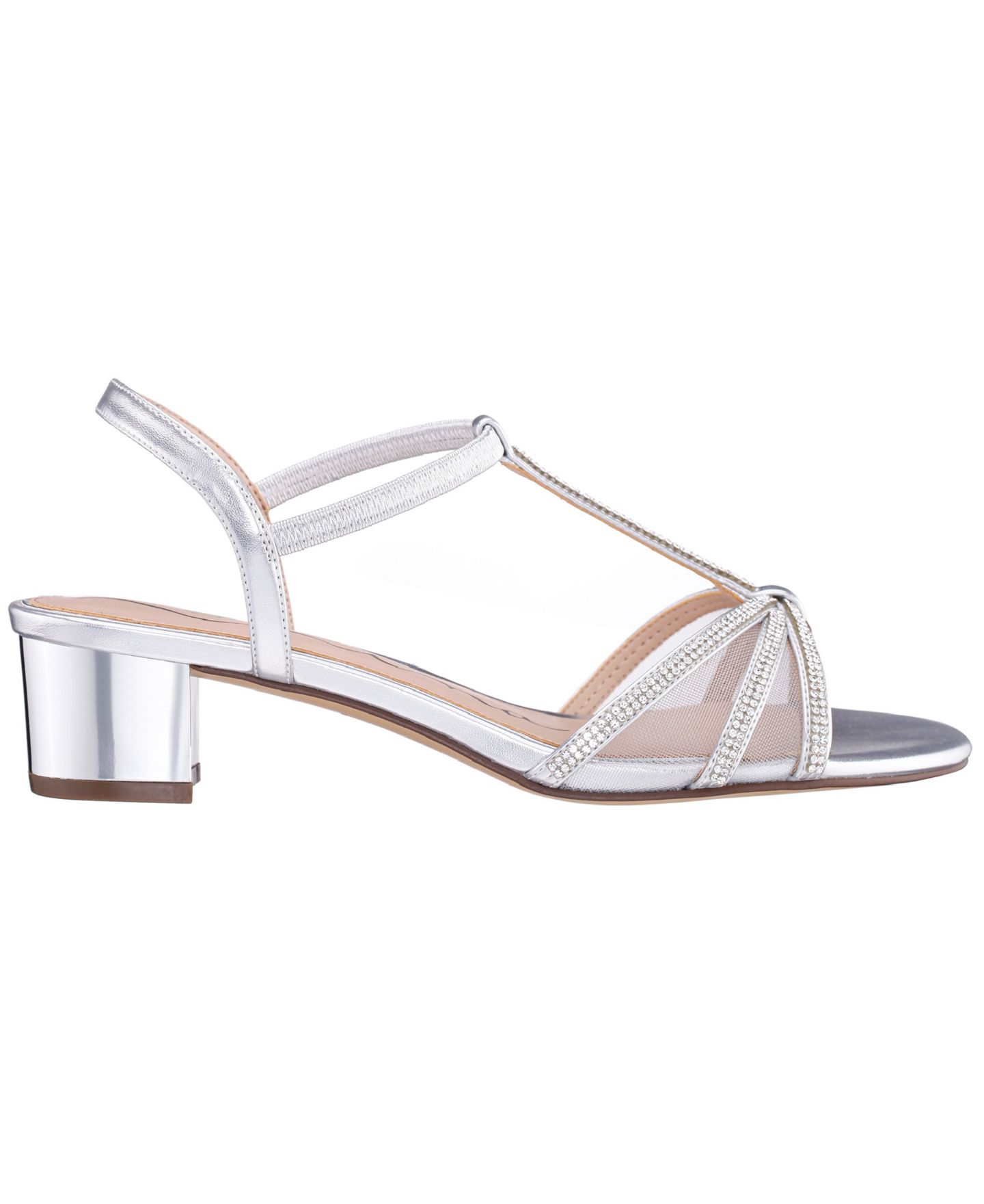 Женские сандалии Nina Goldie T-Strap Almond Toe, цвет: Серебряный — фото 2