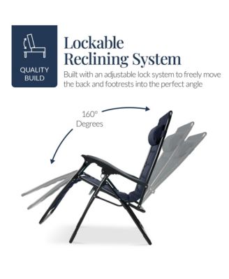 Oversized Padded Zero Gravity Chair, Folding Outdoor Patio Recliner w/ Side Tray