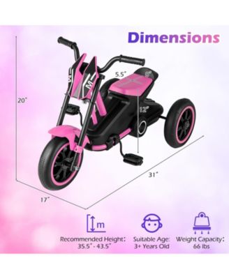 Kids Tricycle 3-Wheel Toddler Bike with Foot Pedals Forward Backward-Pink