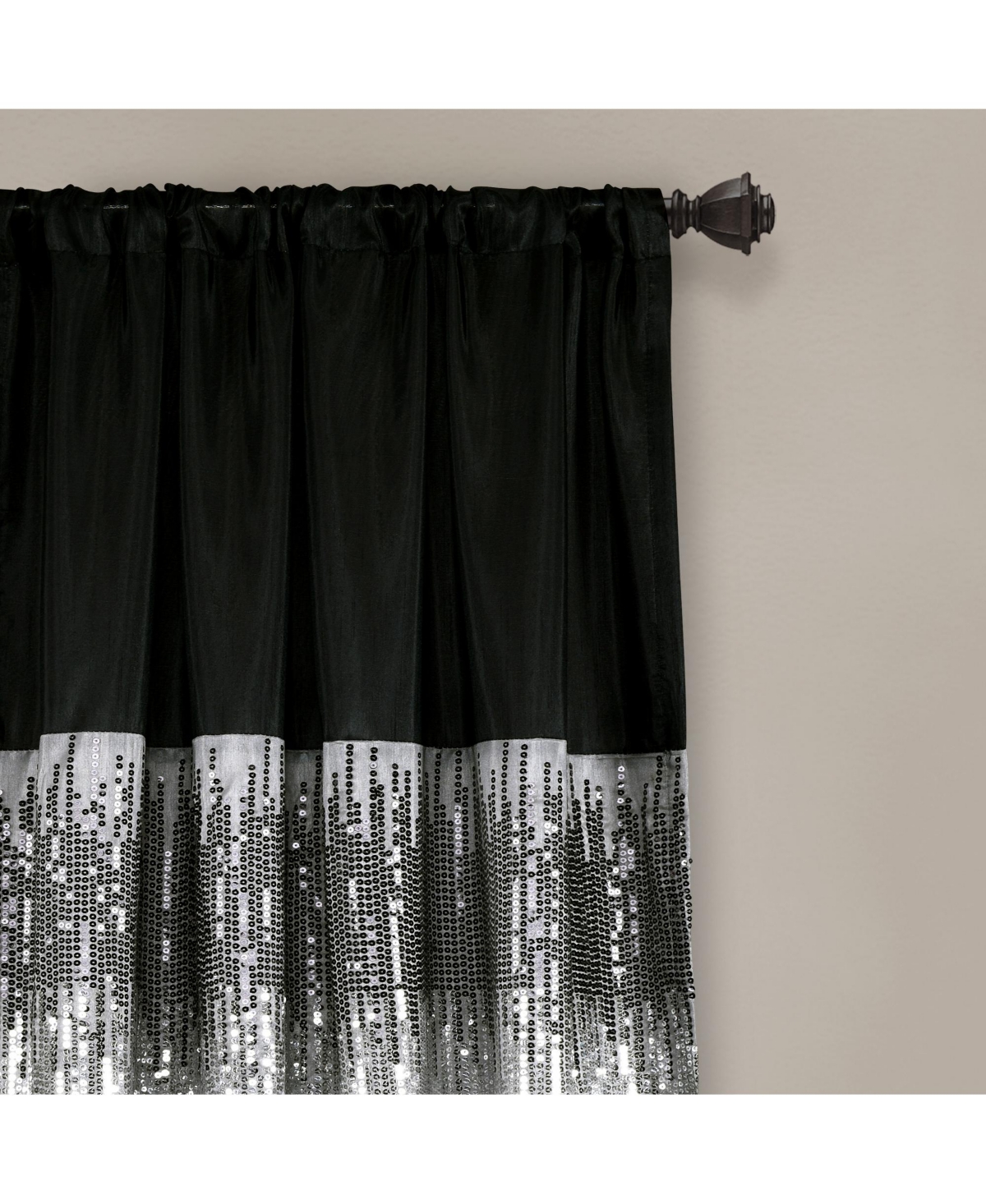 Lush Decor Night Sky Window Curtain Panel, Single 42"W x 84"L Black & Gray - Sequin Backdrop Curtain
