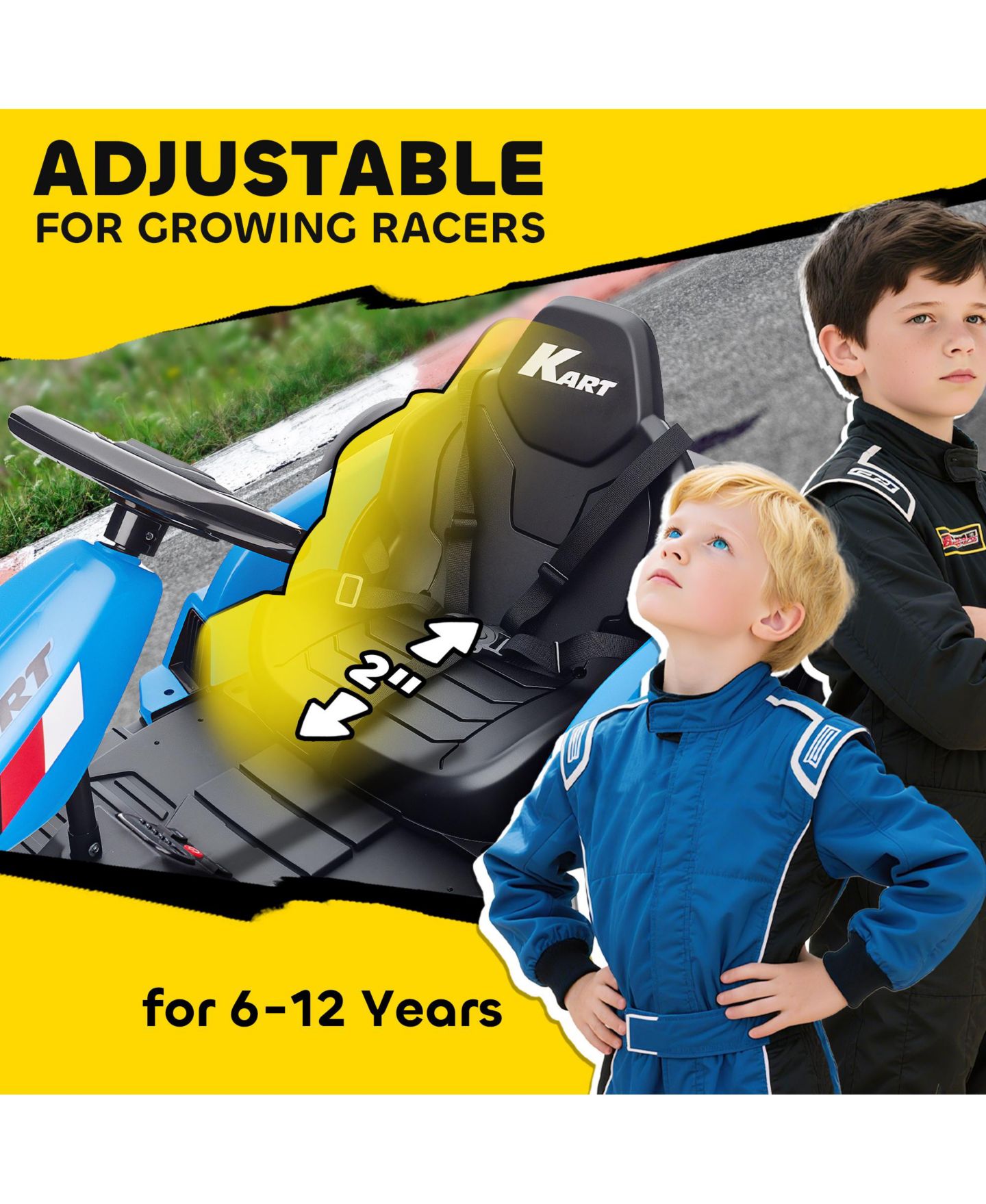 Детская игрушка Qaba 24V Electric Drift Go Kart with Dual 150W Motors, Ages 8+, цвет: Синий — фото 7
