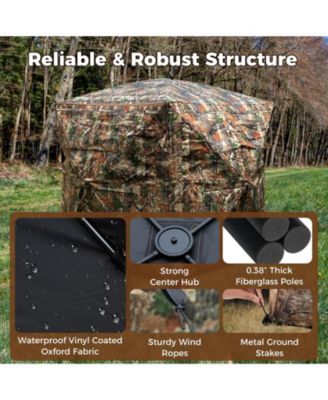 Double One-Way See-Through Ground Hunting Blinds for 2-6 People, Side-by-Side Shelter