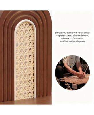 Bohemian Rattan Floating Shelves - Stylish Decor for Living Room, Bedroom