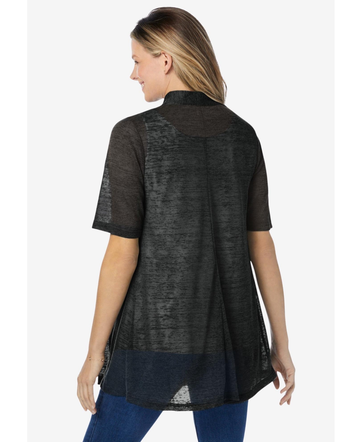 Woman Within Plus Lightweight Open Front Cardigan Sweater