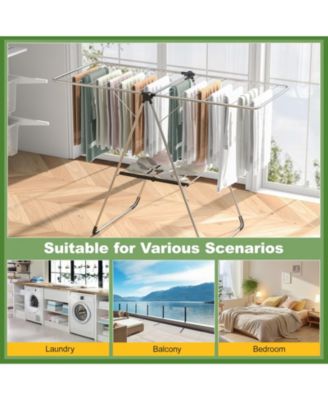 2-Tier Folding Laundry Drying Rack with Aluminum Frame, Clothes Rack