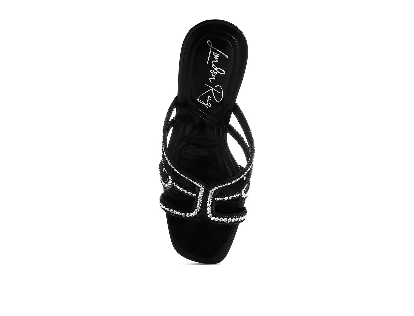 Женские сандалии London Rag Caqueta Metallic Rhinestone Clear Wedge, цвет: Чёрный искусственная кожа — фото 7