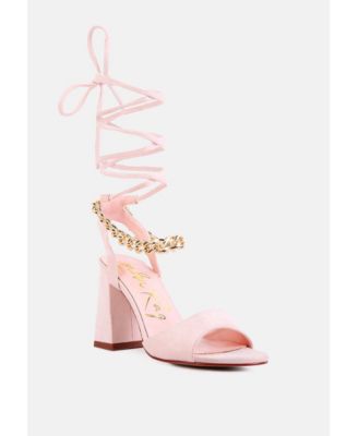 Womens Gone Gurl Metal Chain Lace Up Sandals