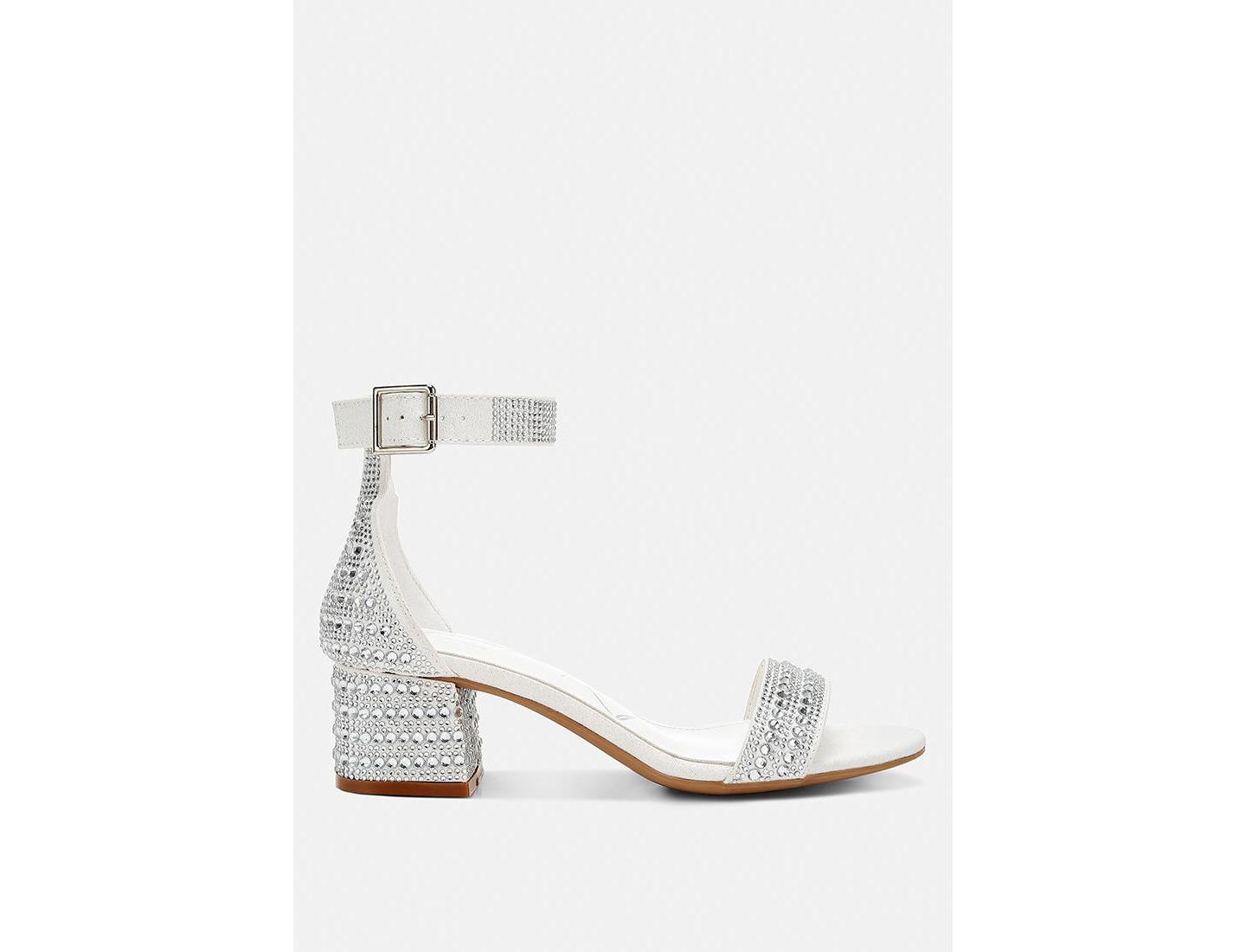 Женские сандалии London Rag Twerky Rhinestones Embellished Block, цвет: Белый — фото 7