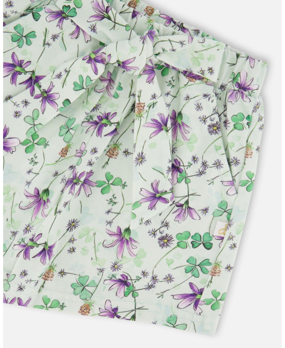 Deux par Deux Toddler Girls Jersey Shorts Green Printed Flowers - Toddler|Child