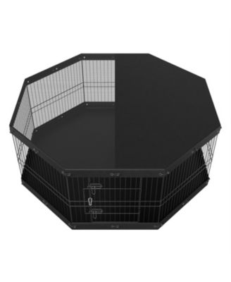 8-Panel Foldable Metal Dog Playpen with Top Cover & Mat, 24" H - Indoor/Outdoor