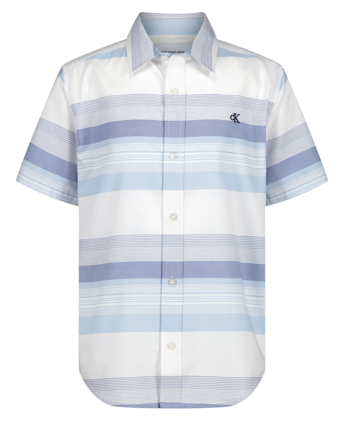 Calvin Klein Boys' 8-20 Elemental Stripe Woven Button Front Shirt