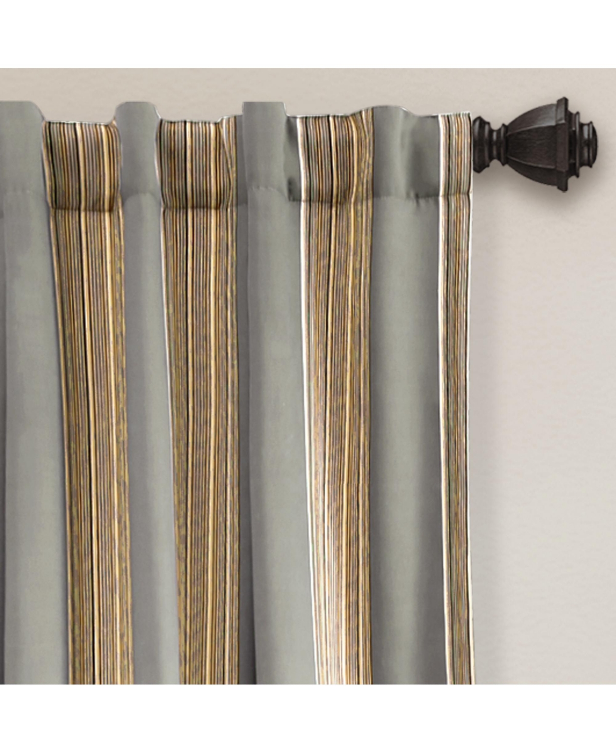 Lush Decor Julia Stripe Light Filtering Window Curtain Panels Pair 52"W x 95"L Gray - Striped Curtains for Bedroom