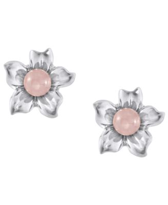 Amethyst (1-3/8 ct. t.w.) Hibiscus Flower Stud Earrings in 10k Yellow Gold (Also Available in Onyx, Lapis, Aquamarine, Rose Quartz)