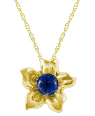 Cape Amethyst (5/8 ct. t.w.) Hibiscus Flower Pendant Necklace in 10k White Gold (Also Available in Multi-Stones)