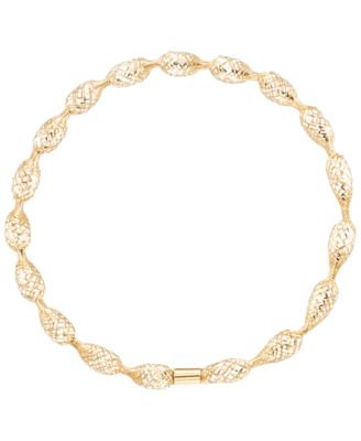 Flexible Open Work Stretch Oval Bracelet in 10k Yellow Gold