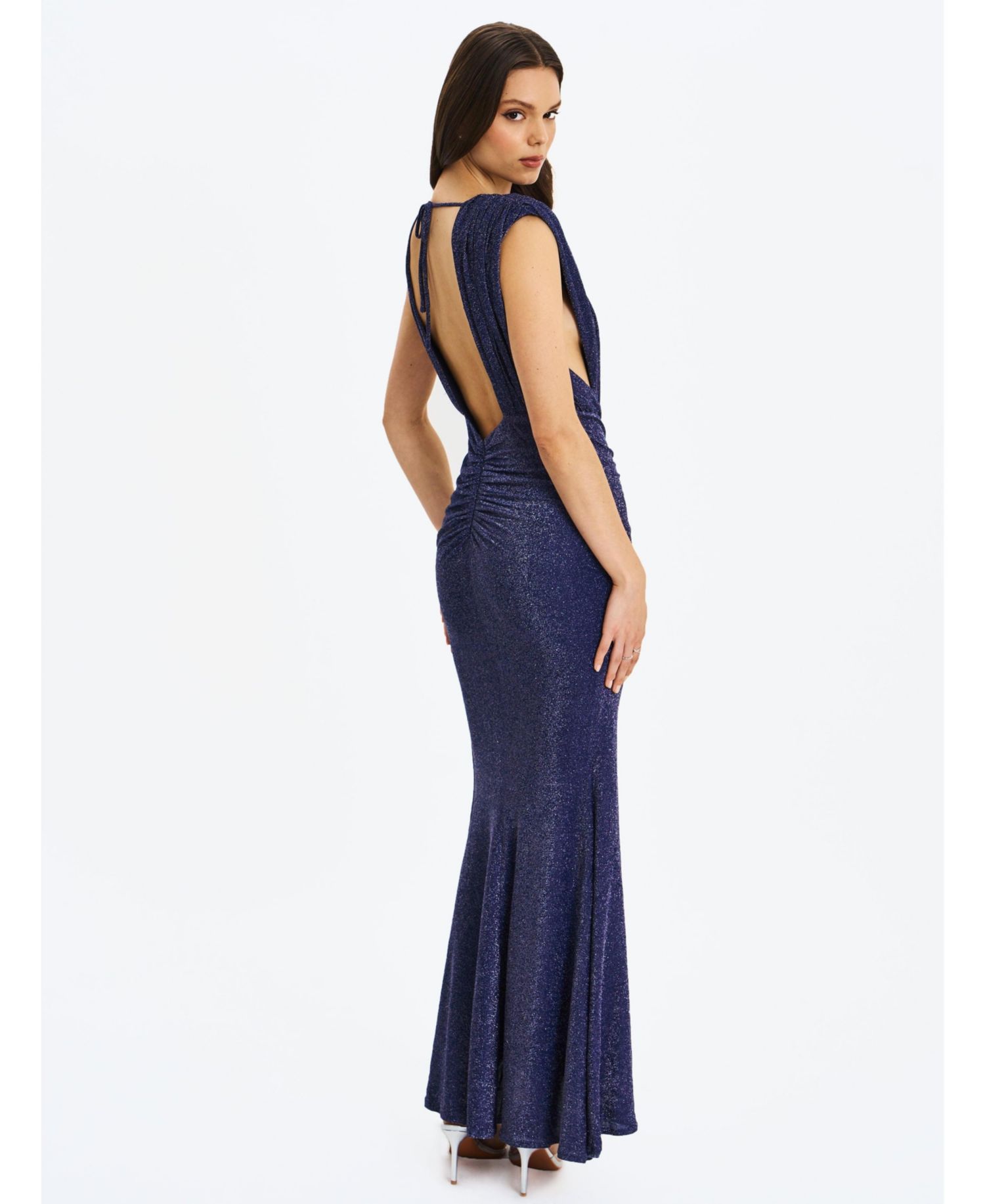Women's Terri Sparkle Plunging Backless Maxi Dress