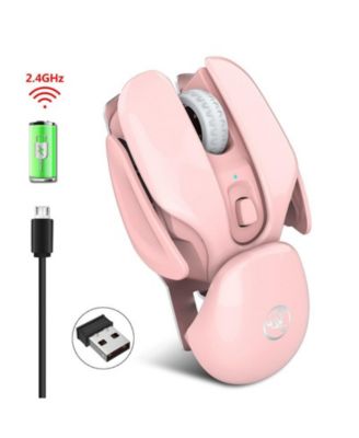 2.4G Wireless Rechargeable Mouse, 3-Speed DPI 800-1600, Silent Click, Fun Futuristic Design, Ergonomic for PC, Laptop, Mac, Home & Office