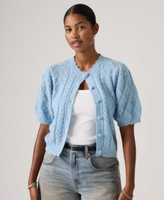 Women's Pauline Pointelle Short-Sleeve Cardigan