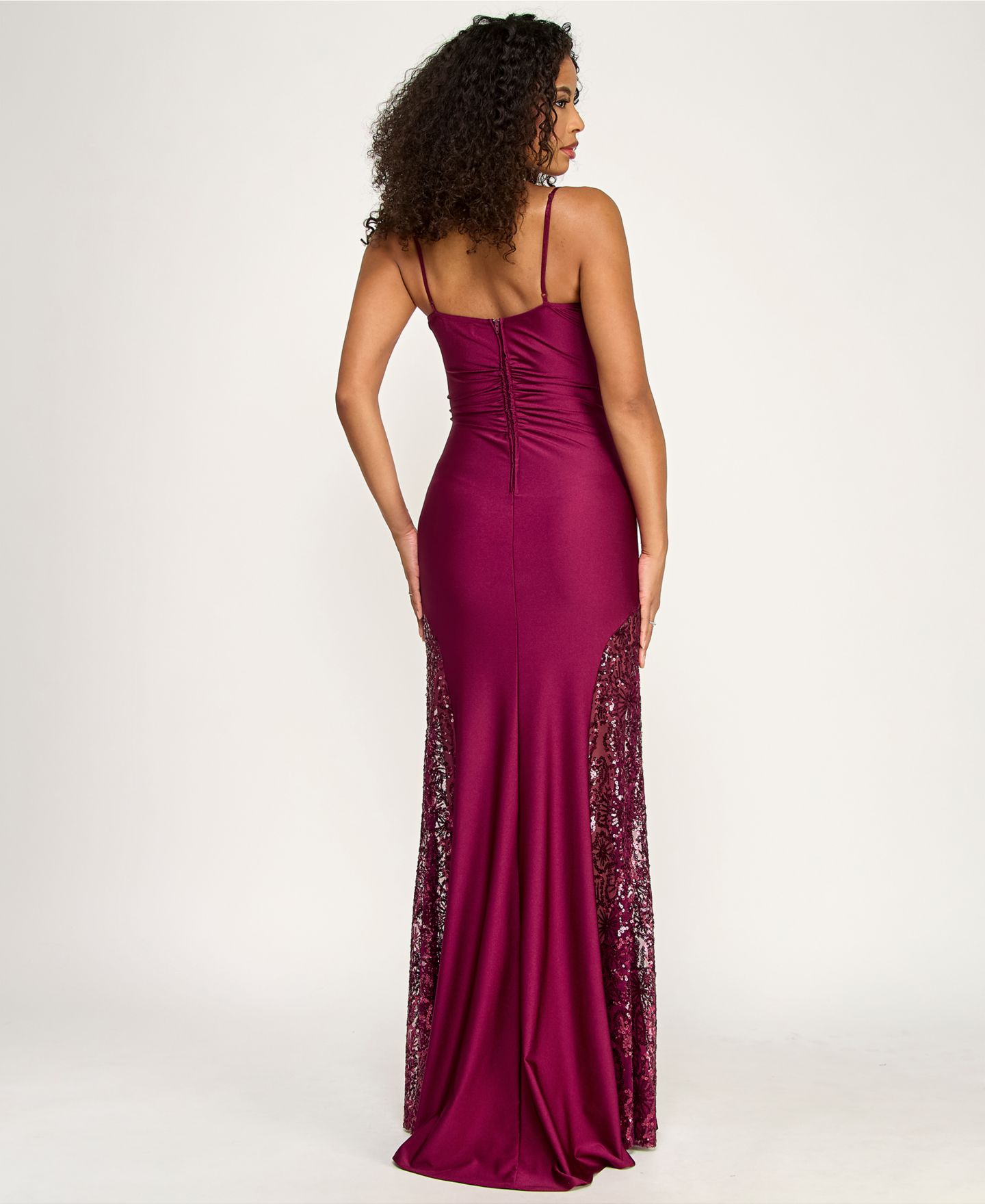 Женские платья KATIA RAE Juniors' Cowl Neck Gown, цвет: Винный — фото 10