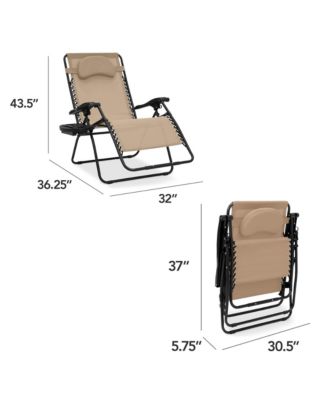 Oversized Zero Gravity Chair, Folding Outdoor Patio Lounge Recliner w/ Cup Holder