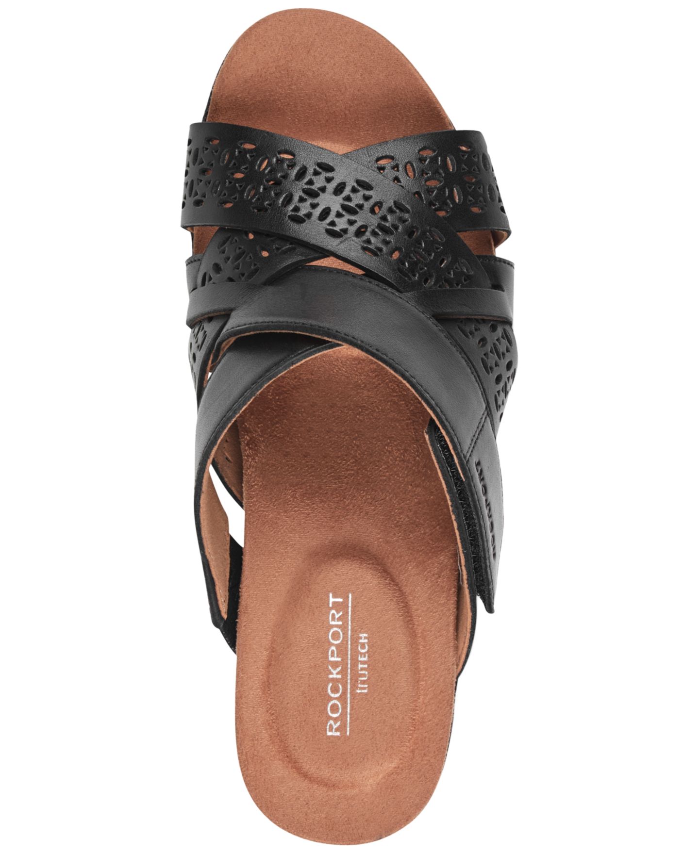 Женские сандалии Rockport Britta Leather Slip-On Wedge, цвет: Чёрный кожаный — фото 4