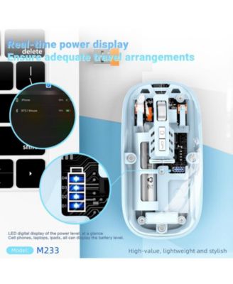 Transparent Tri Mode Wireless Mouse Rechargeable Silent 800 1200 1600 DPI Office Mouse