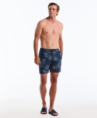 Men's Hibiscus Flower Print Swim Trunks