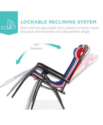 30" Extra Wide Folding Zero Gravity Patio Lounge Chair w/Adjustable Canopy Shade