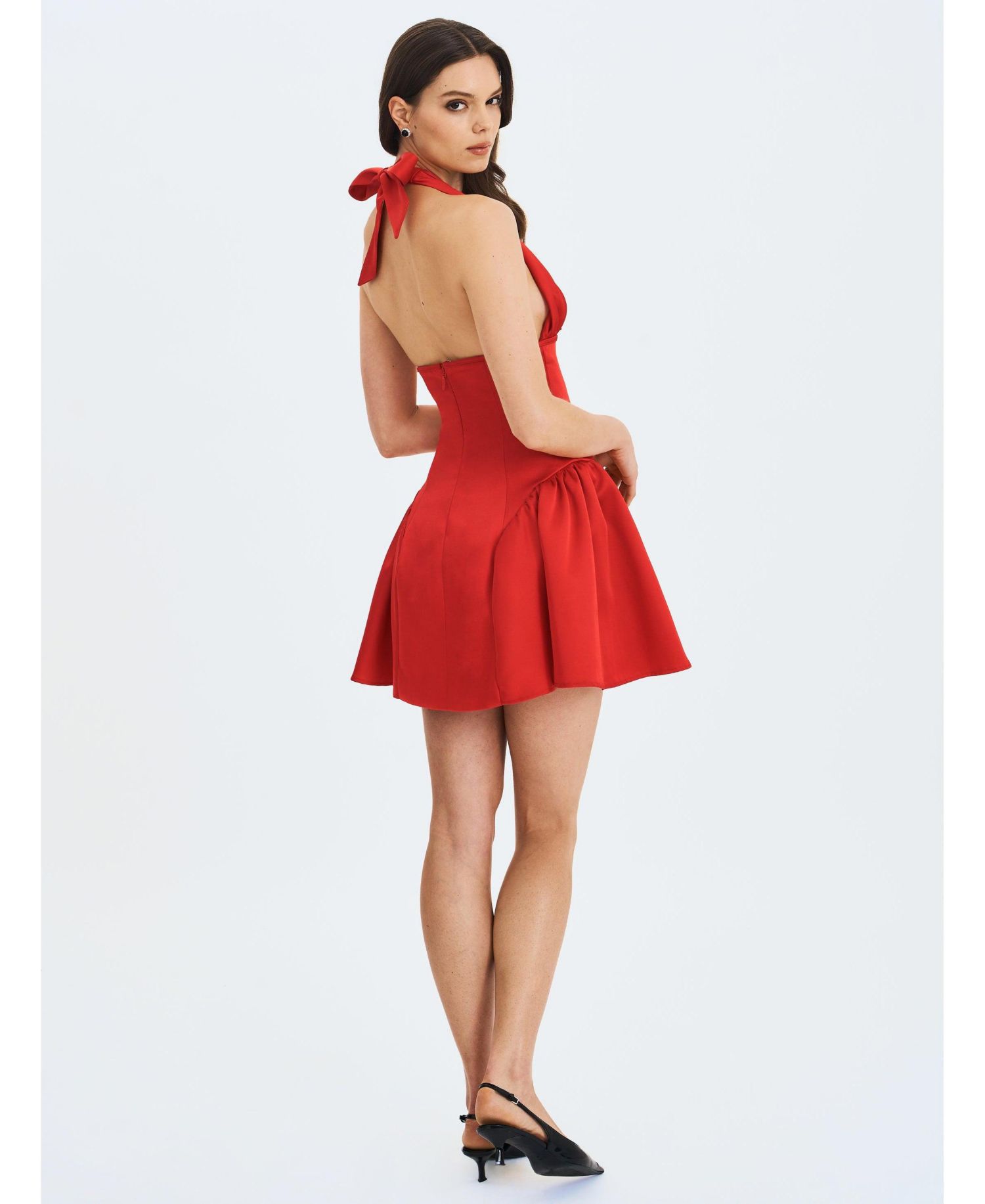 Women's Peyton Ruby Plunging Halter Keyhole Mini Dress