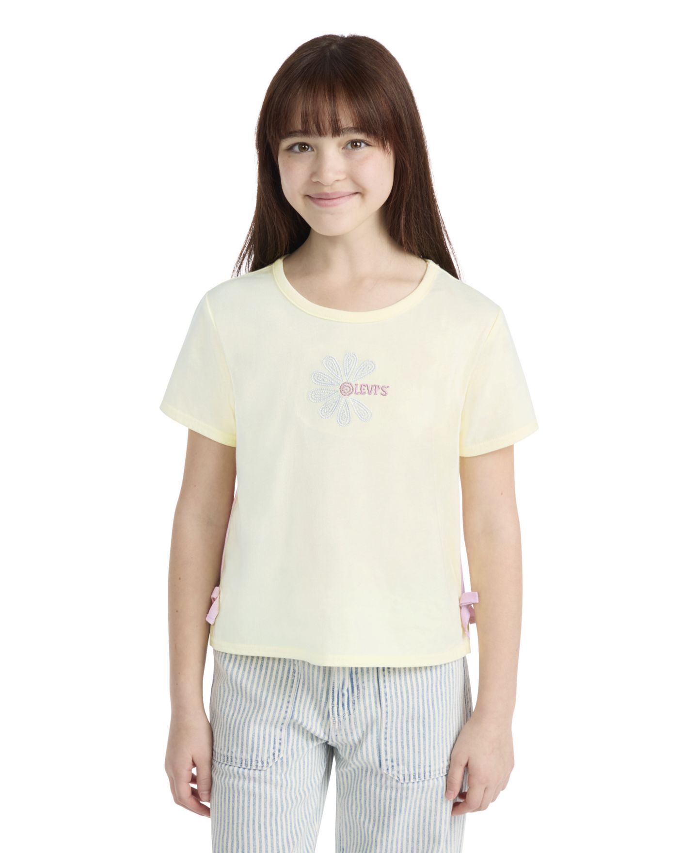 Топ Levi's Daisy Side Tie Round Neck Top для девочек, цвет: Светлый жёлтый — фото 1