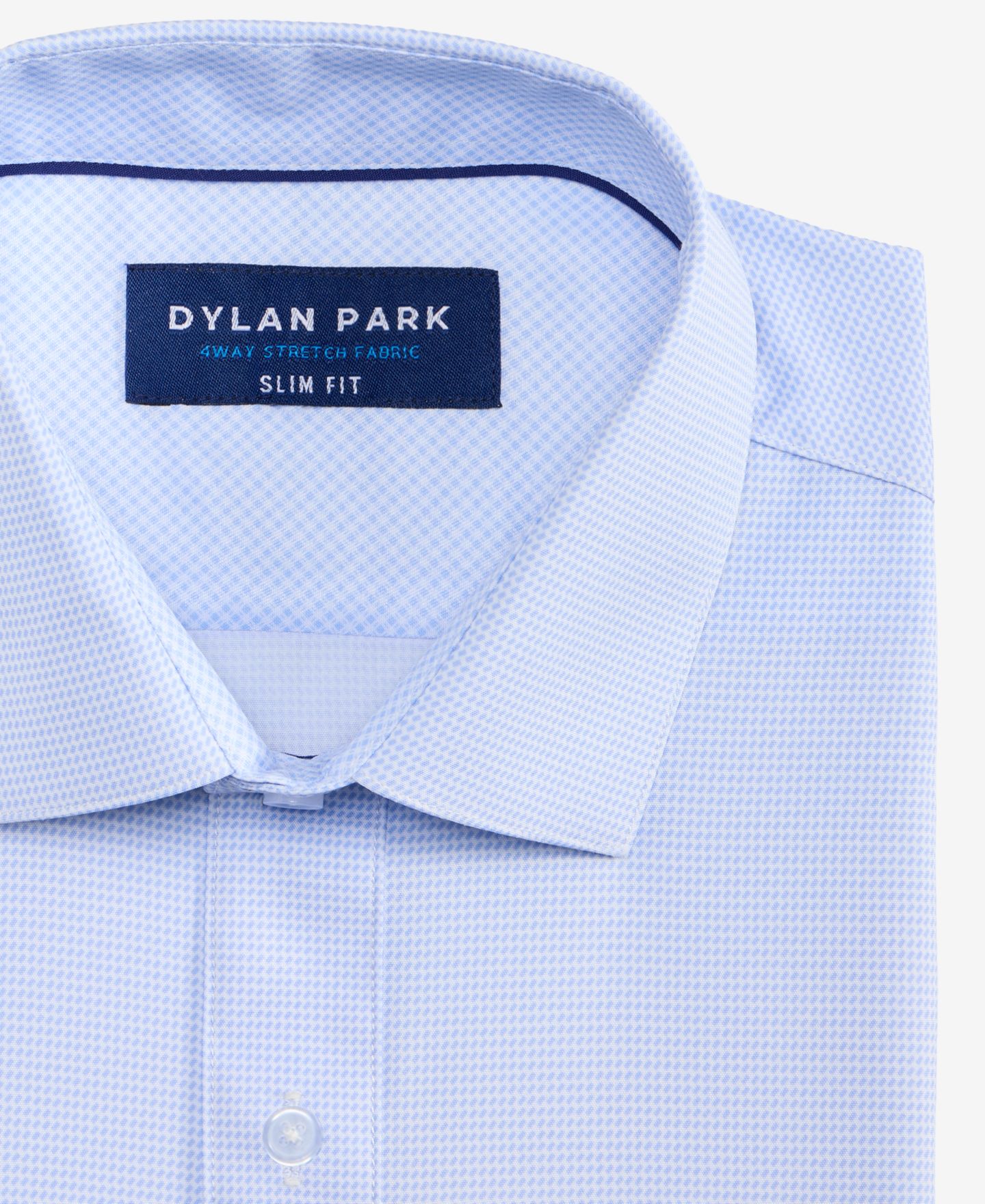 Мужская рубашка Dylan Park Slim-Fit Performance Four-Way Stretch Short-Sleeve Dress Shirt, цвет: Синий — фото 6