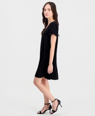Petite Tulip-Sleeve Swing Dress