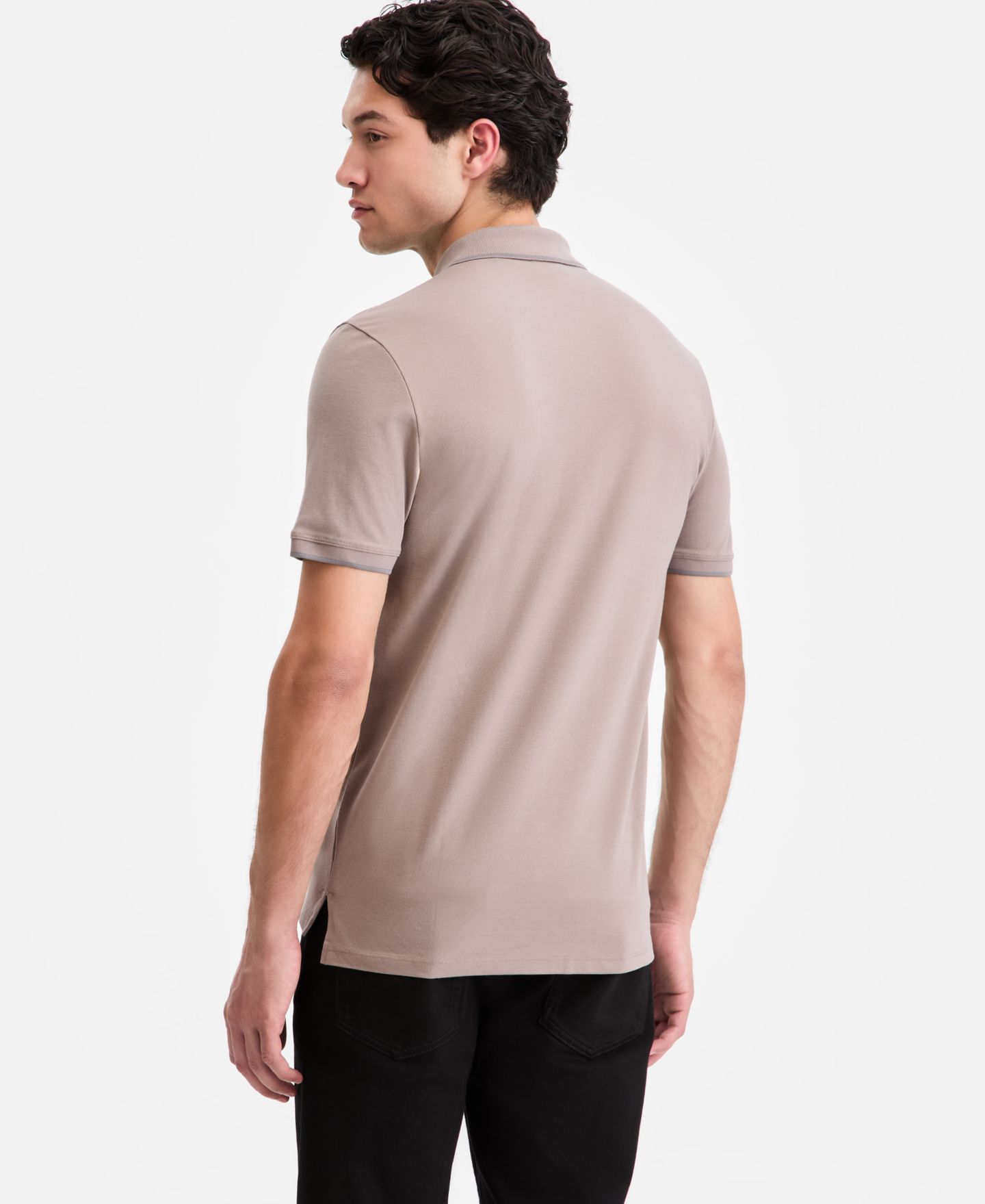 Мужское поло Hugo Boss Cotton-Blend Tipping Polo Shirt, цвет: Пастельный коричневый — фото 4