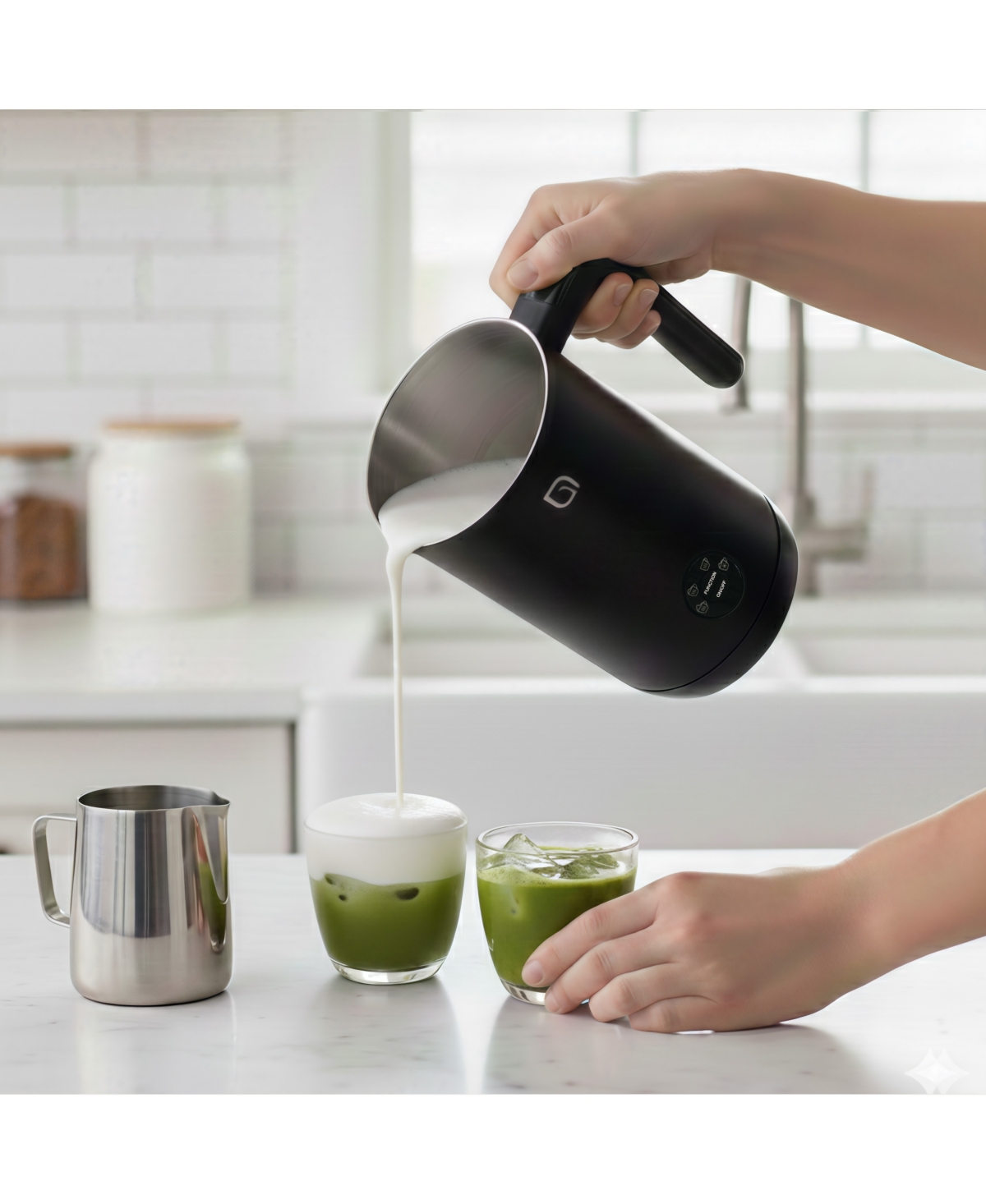 Willow Kitchen 4-in-1 Electric Milk Frother and Steamer -Barista Quality Froth Steam - Hot Cold Foam Options