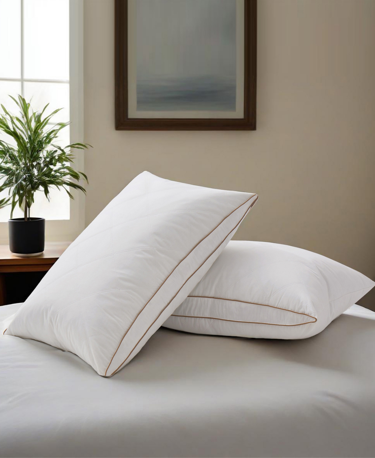 Unikome Medium Firm Goose Down Feather 2-Pack Pillows
