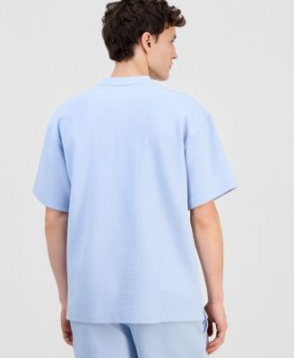 Men's Waffled Jersey Solid-Color Crewneck T-Shirt