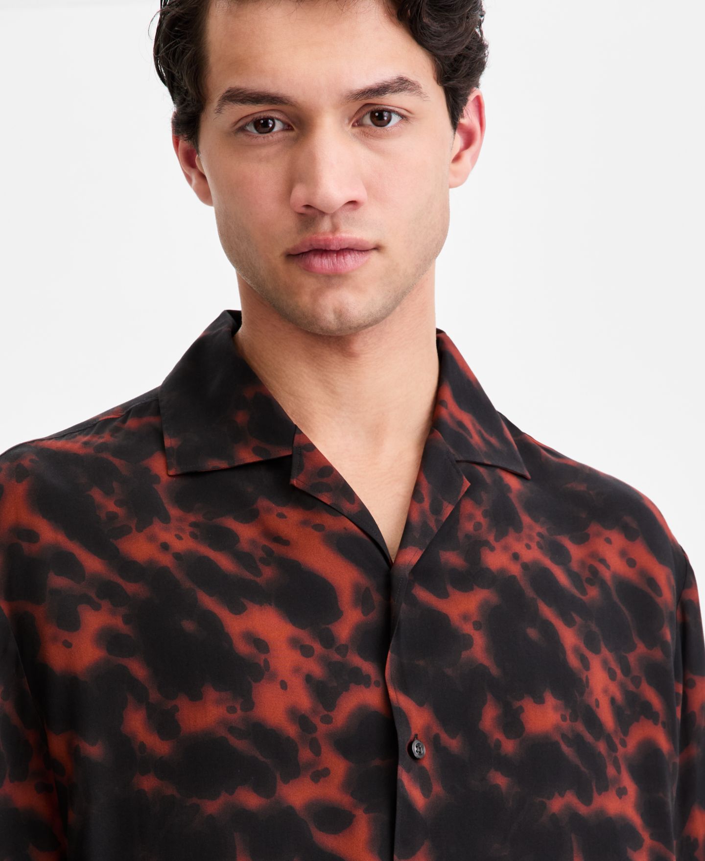 Мужская рубашка Hugo Boss Printed Short-Sleeve Oversized Camp, цвет: Open Miscellaneous — фото 2